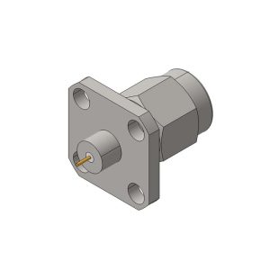 SMA Male 4 Hole Flange Connector, Metal Through the Wall, DC to 27GHz.