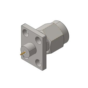 SMA Male 4 Hole Flange Connector, Metal Through the Wall, DC to 27GHz.