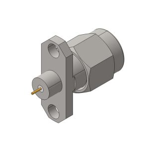 SMA Male 2 Hole Flange Connector, Metal Through the Wall, DC to 27GHz.