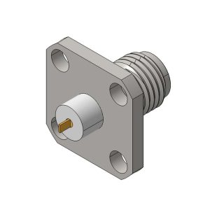 SMA Male 4 Hole Flange Connector, Insulator Through the Wall, DC to 27GHz.